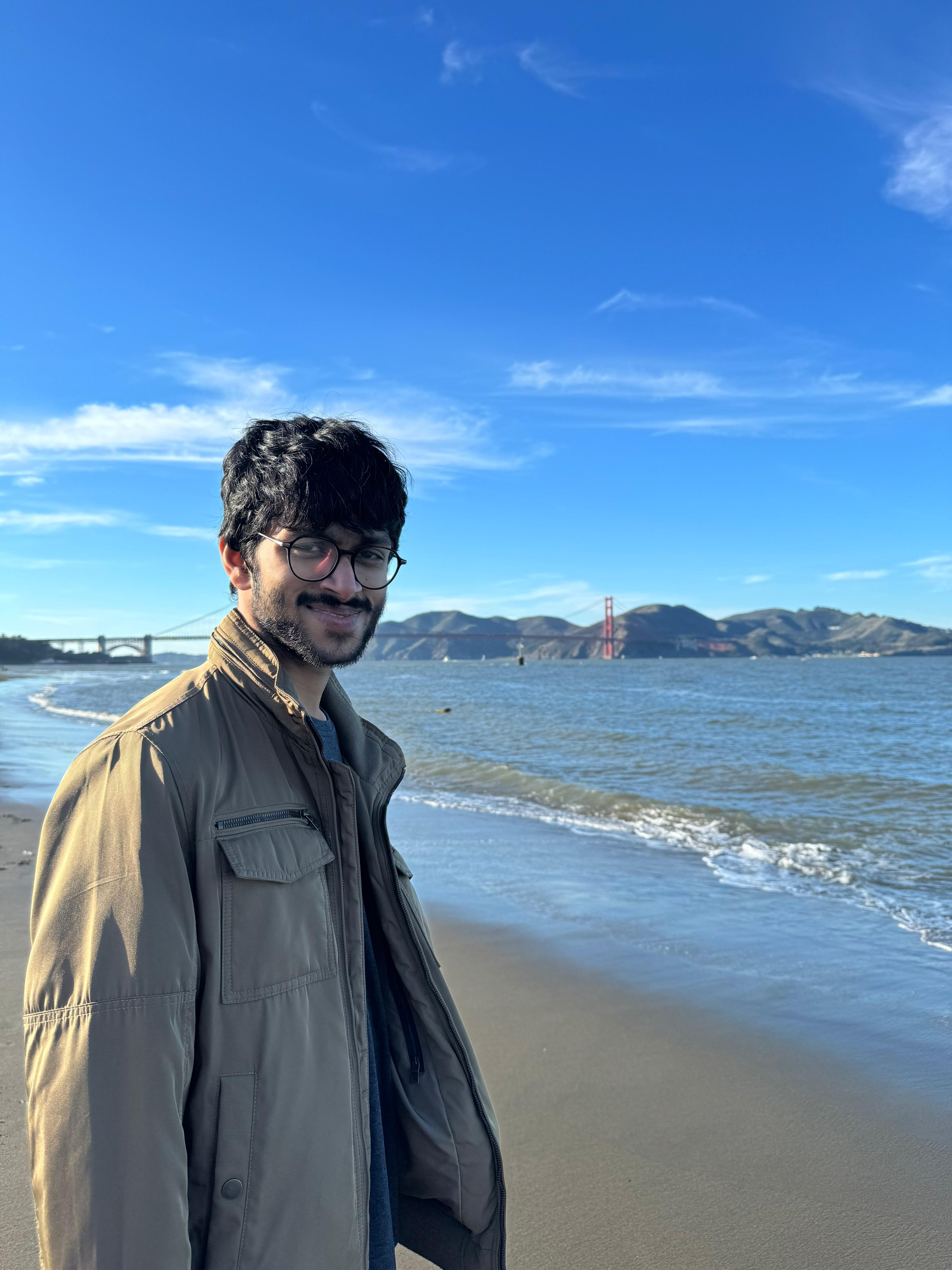 Aritra Basu beside the San Francisco Bay