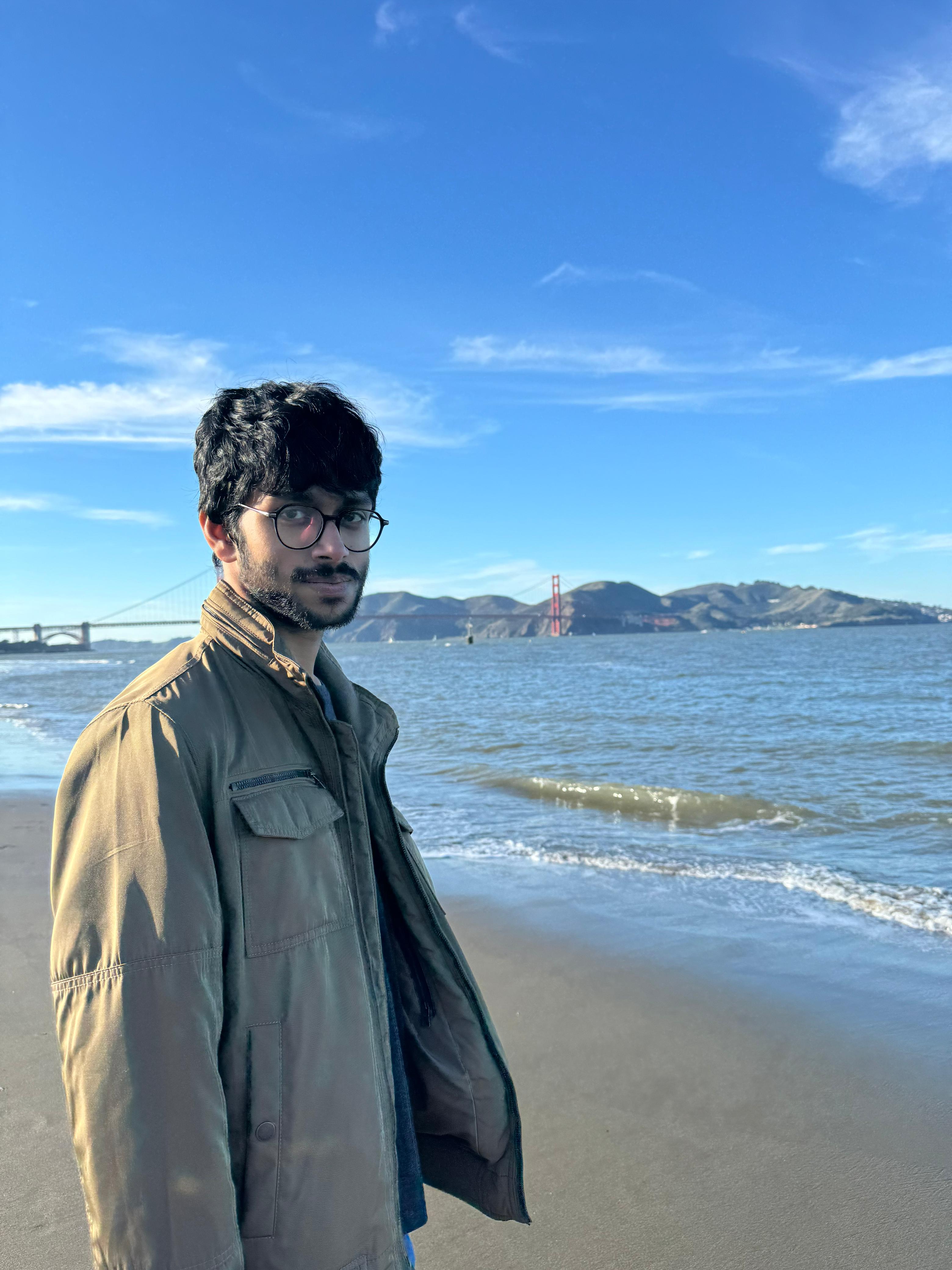 Aritra Basu beside the San Francisco Bay